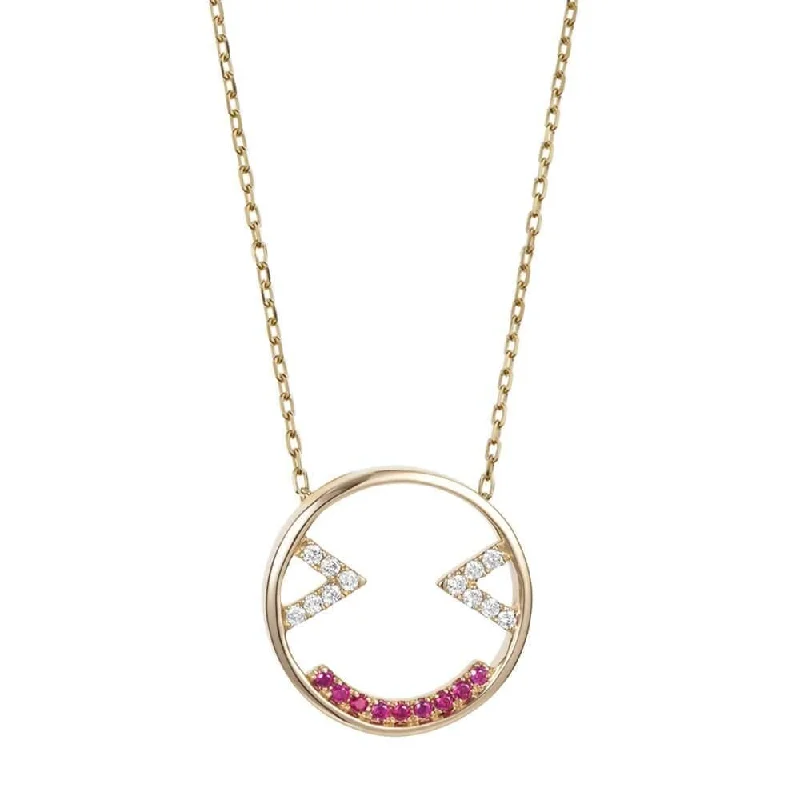 Ladies pearl necklaces-MOYEN Joyful 18K Gold Necklace w. Ruby & Diamond