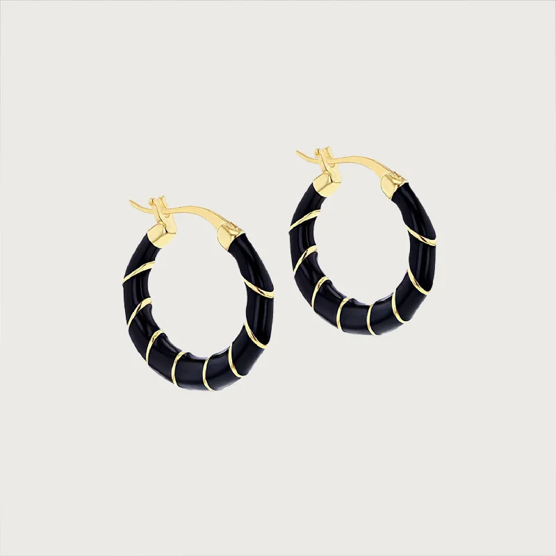 Ladies designer earrings-Taffy Enamel Creole Huggie Hoops