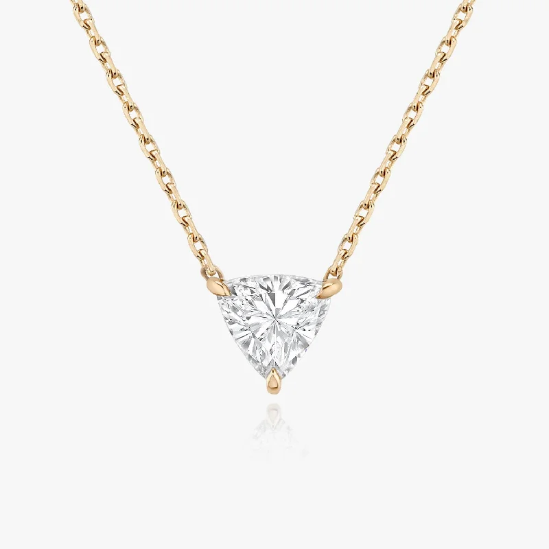 Ladies butterfly necklaces-Solitaire Trillion 14K Rosegold Necklace w. Lab-Grown Diamond