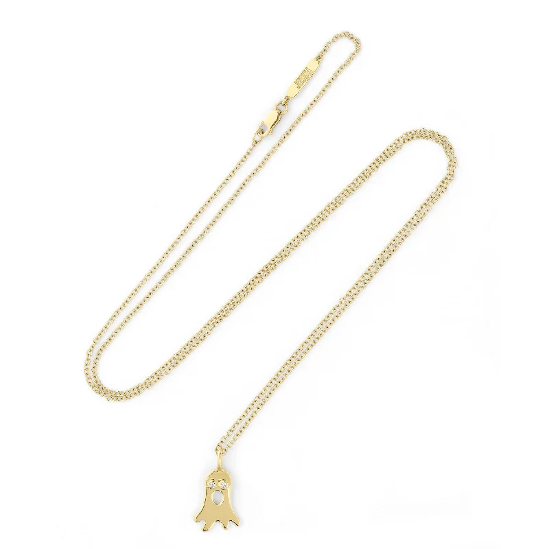 Ladies crystal necklaces-Boo 18K Gold Pendant w. Diamonds