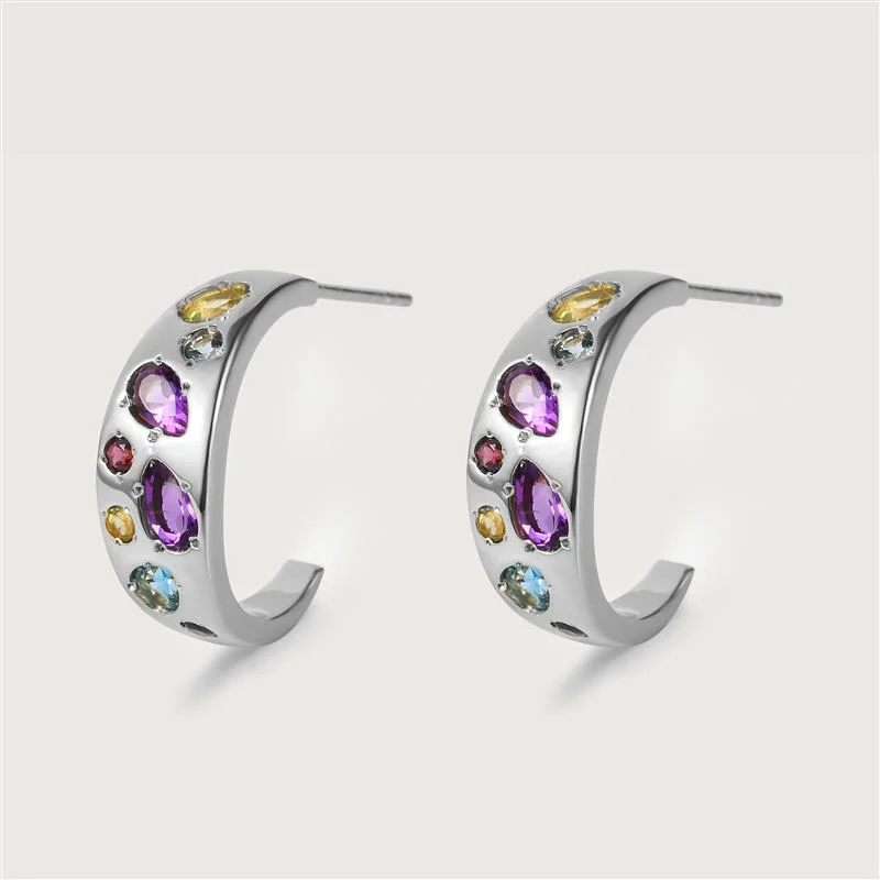 Ladies diamond earrings-Candy Huggie Hoop Earrings