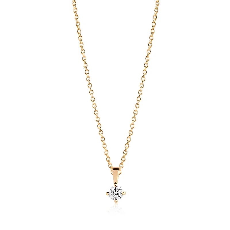 Ladies ruby necklaces-Princess Piccolo 4 mm. Gold Plated Necklace w. White Zirconias