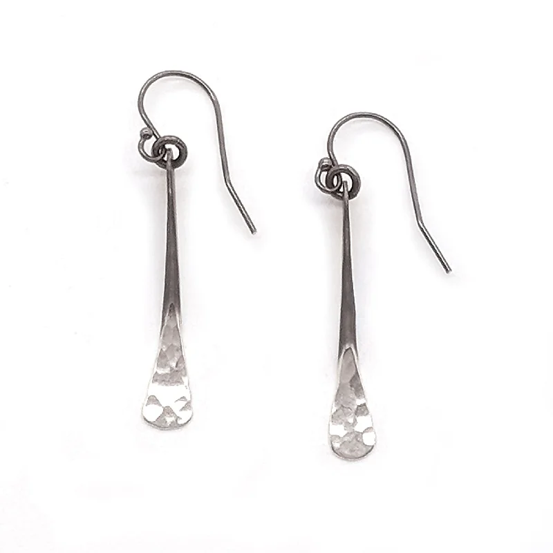 Ladies custom earrings-Small Satin Shiny Bar Earrings (RE1621)