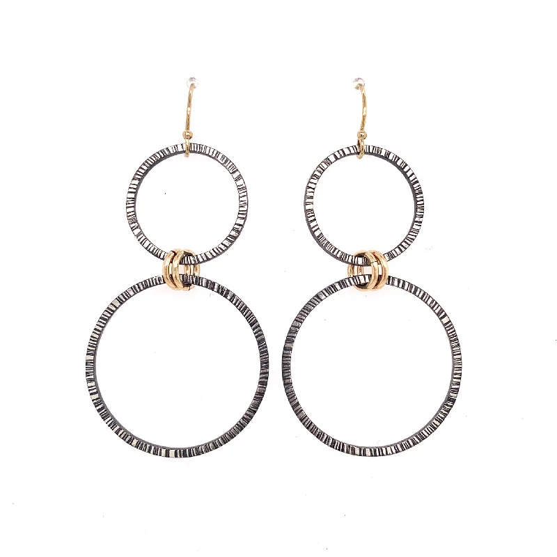 Ladies drop earrings-Large Lined Harmony Hoops Earrings (E1768)