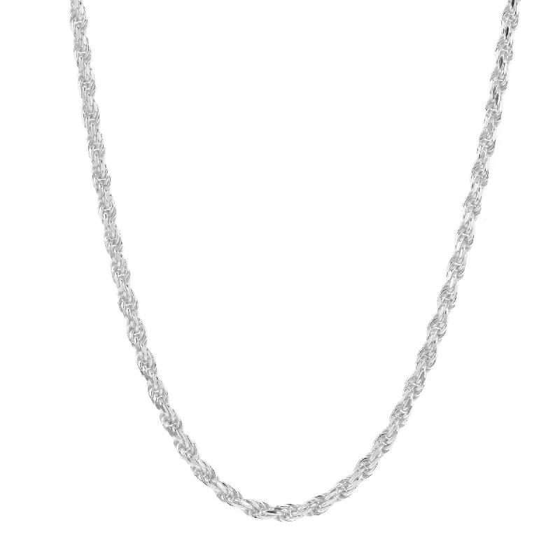 Ladies birthstone necklaces-Rope Silver Necklace