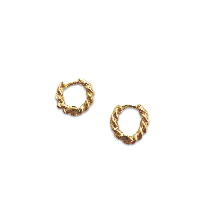 Ladies large hoop earrings-Gold Filled Mini Twist Huggies