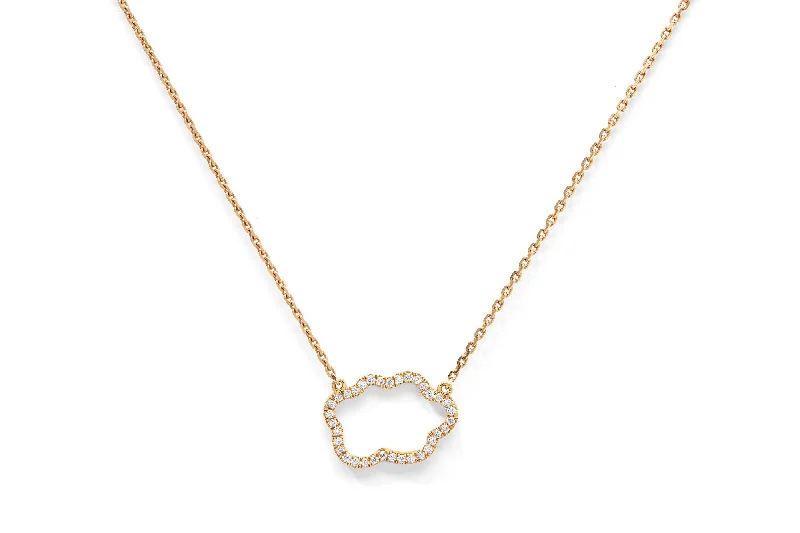 Ladies wedding anniversary necklaces-Golden Cloud 18K Gold Necklace w. Diamonds