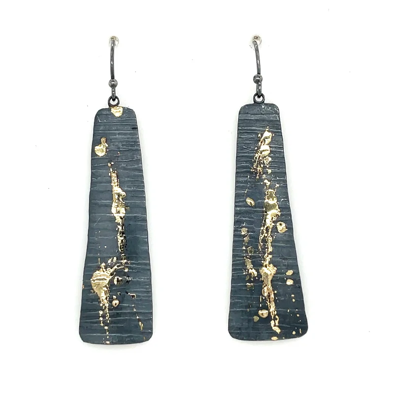 Ladies designer gold earrings-One of a kind splatter earrings