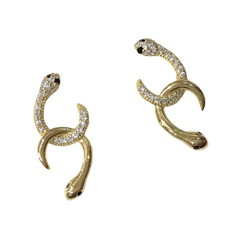 Ladies bridal earrings-Double Snake Earrings