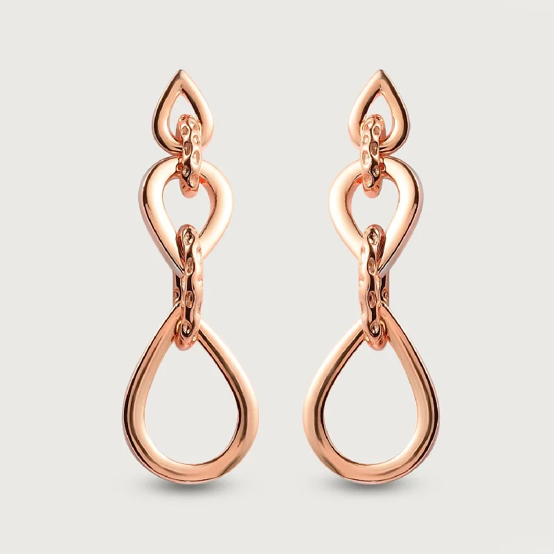 Ladies gold earrings-Love Link Drop Earrings