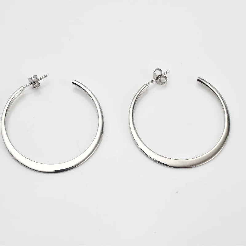 Ladies cubic zirconia earrings-Sleek Horizon Hoops