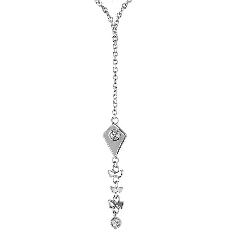 Ladies pearl necklaces-Kite 18K Whitegold Necklace w. Diamonds