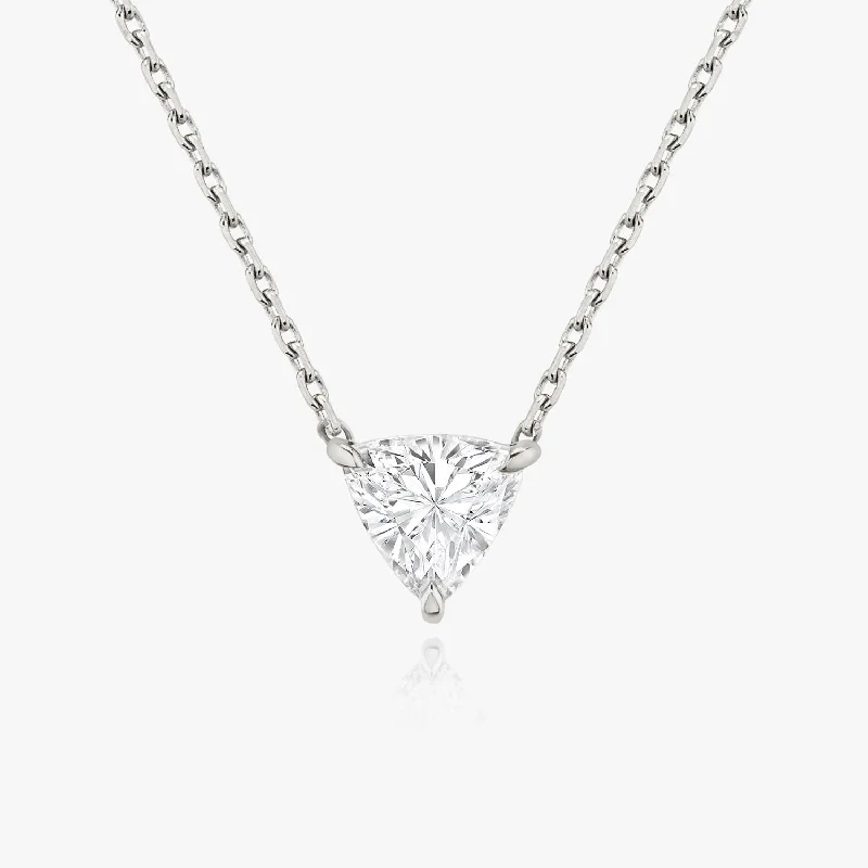 Ladies birthstone necklaces-Solitaire Trillion 14K Whitegold Necklace w. Lab-Grown Diamond