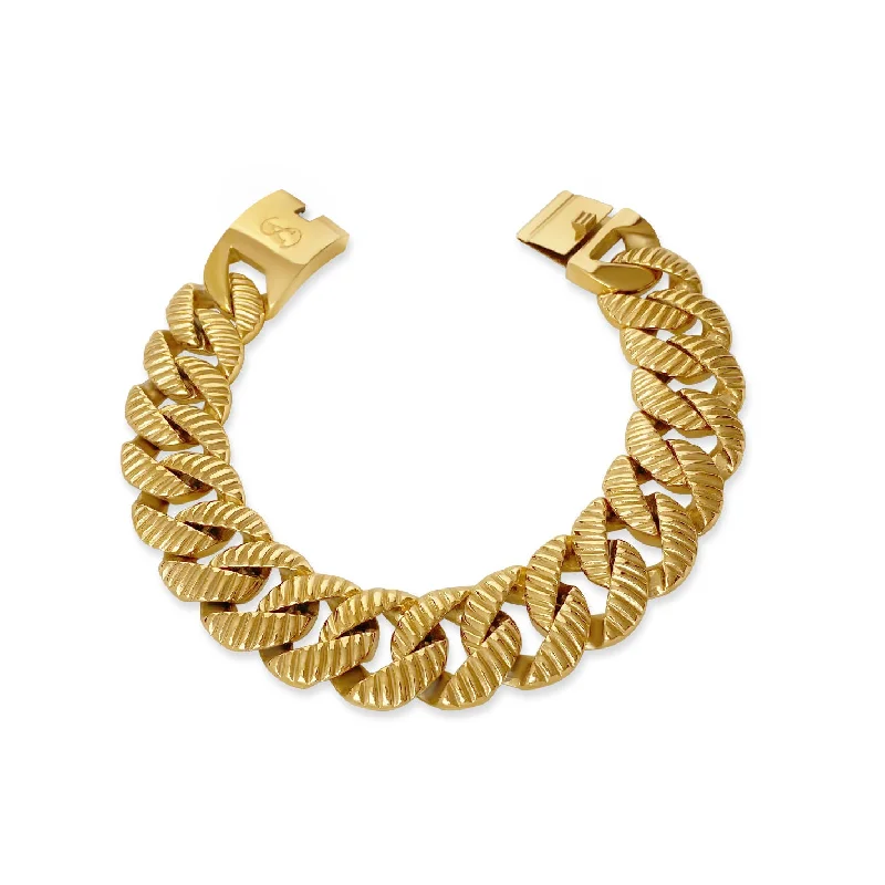 Ladies multi-stone necklaces-Ridge Chunky Chain 24K Gold Plated Necklace