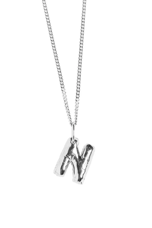 Ladies custom necklaces-Letter N Silver Necklace