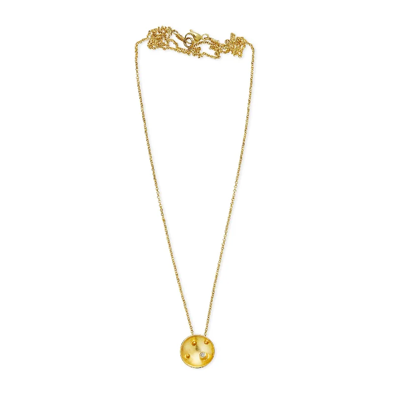 Ladies gold layered necklaces-Diatom 18K Gold Necklace w. Diamond