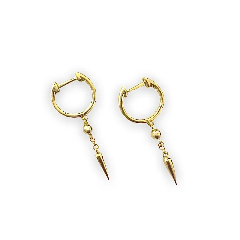 Ladies gold stud earrings-Haggy Ball Cone Spike Huggies