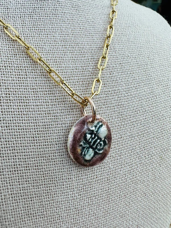 Ladies bridal gemstone necklaces-Beekeepers Talisman  ~ 14k Gold Fill