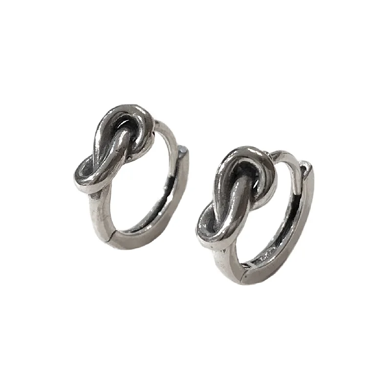 Ladies huggie earrings-Knot Huggies