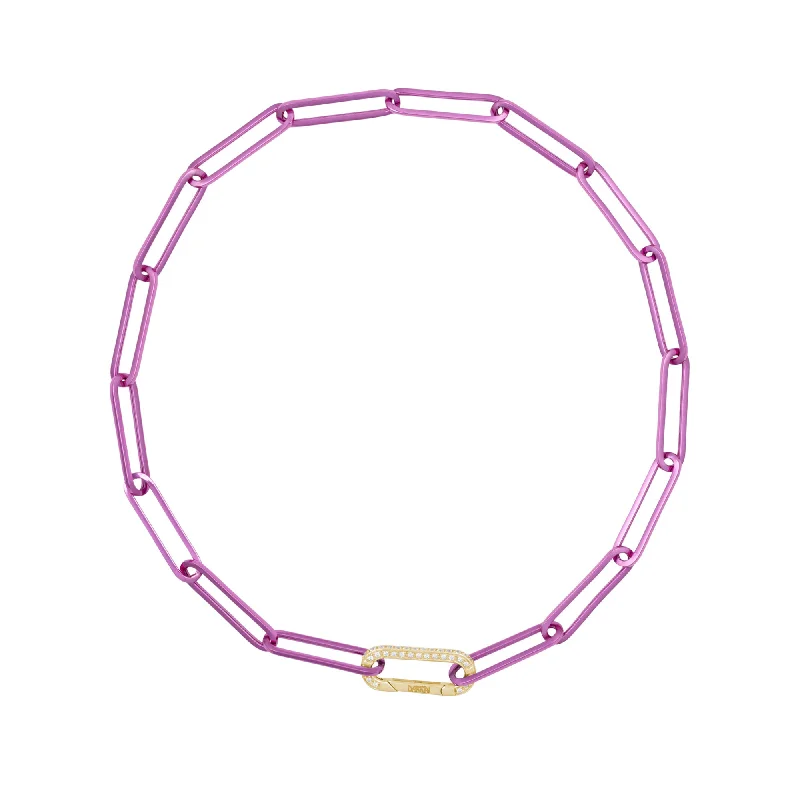 Ladies gold necklaces-Cable Magenta 18K Gold Necklace w. Diamonds