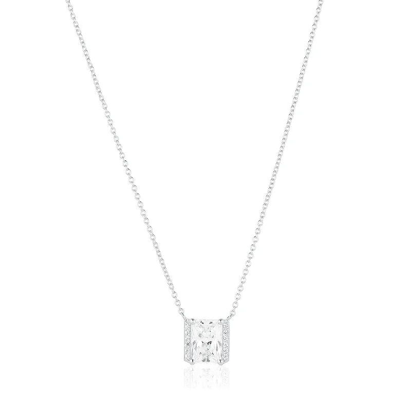 Ladies heart pendant necklaces-Roccanova X-Grande Silver Necklace w. Zirconias