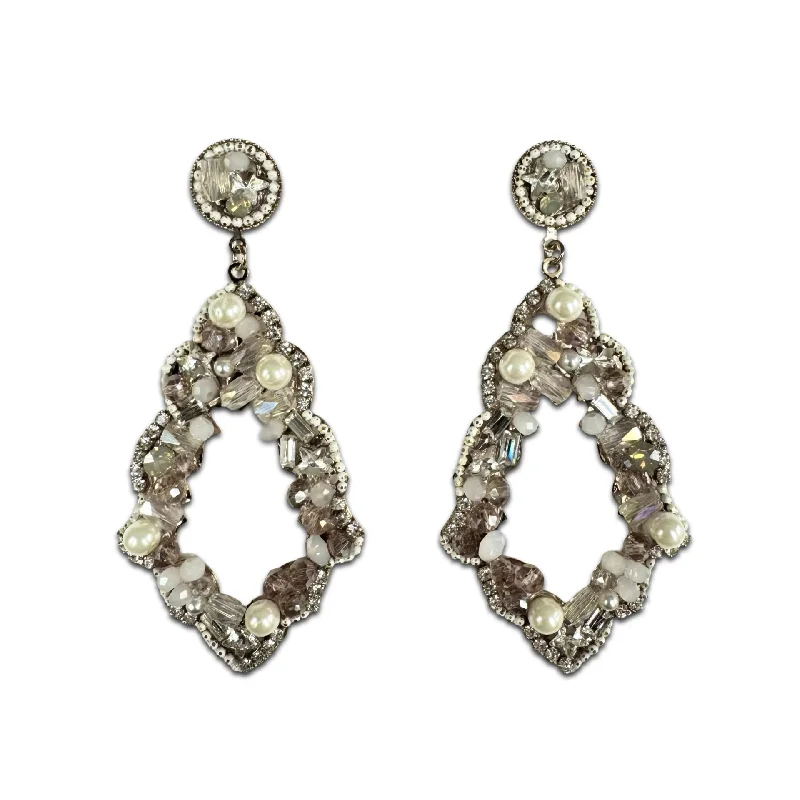 Ladies dangly earrings-Payton Antique Sparkle Teardrop Applique Earrings