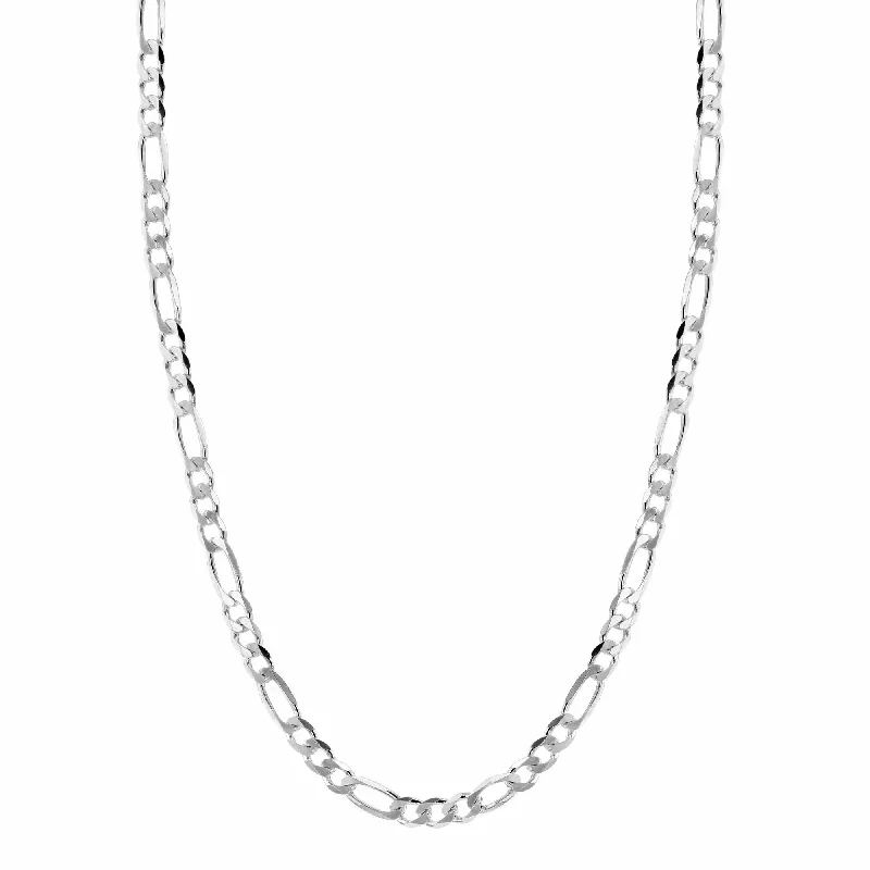 Ladies statement gold necklaces-Flat Figaro Silver Necklace