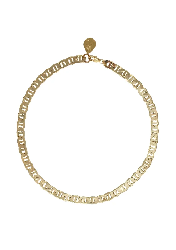 Ladies fashion jewelry necklaces-Flat Golden Chain Necklace