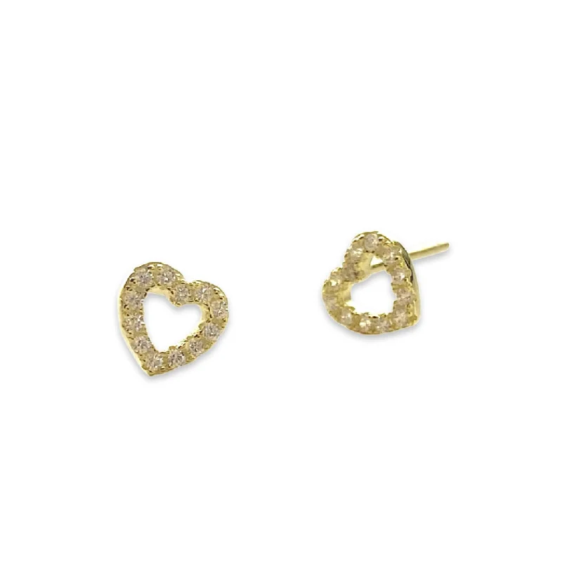 Ladies chic earrings-Heart Outline Sparkle Studs