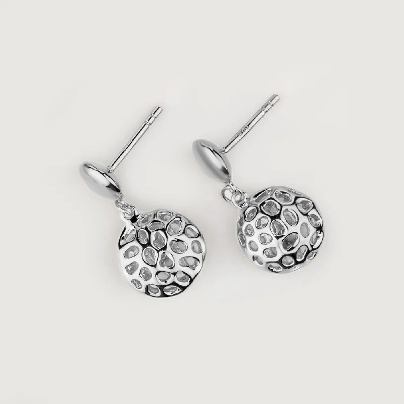 Ladies vintage diamond earrings-Lattice Pebble Earrings