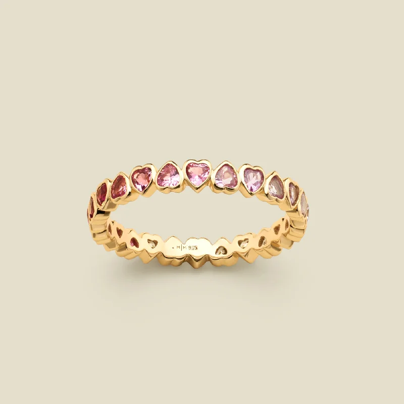 Ladies art deco rings-Ombre Pink Heart Eternity Ring