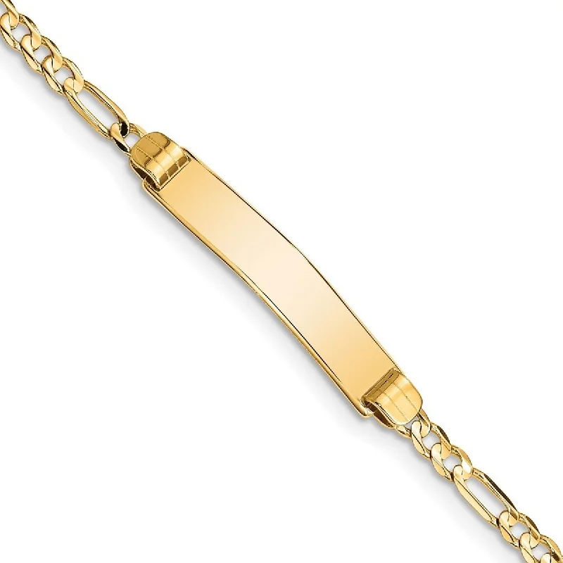 Ladies diamond bracelets-Curata 5.25mm 10k Yellow Gold Engravable Figaro Link ID Bracelet