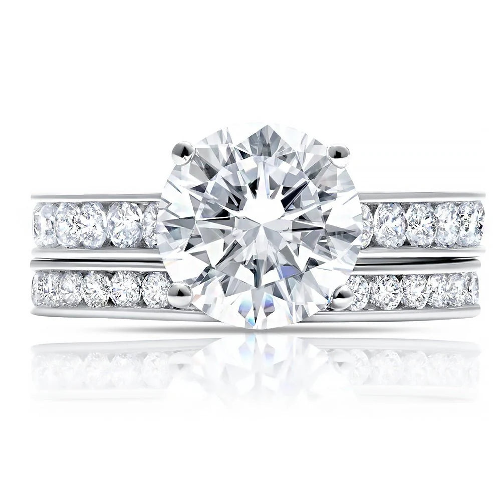 Ladies pear-shaped rings-CRISLU Brilliant Cut Ring Set Finished in Pure Platinum