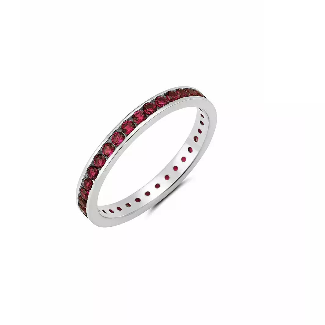 Ladies adjustable rings-CRISLU RUBY CUBIC ZIRCONIA THIN STACK RING