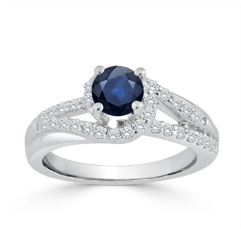 Ladies engagement rings with pink diamonds-Auriya 14K Gold 5/8ct Blue Sapphire and 2/5ct TDW Diamond Engagement Ring