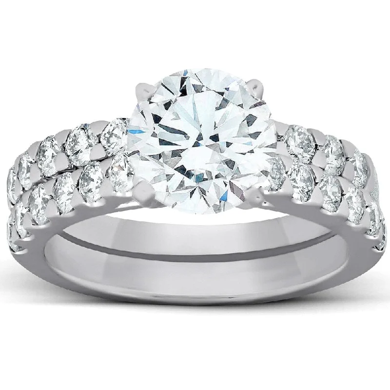 Ladies platinum engagement rings with diamonds-3 Ct Diamond Engagement Ring 14k White Gold