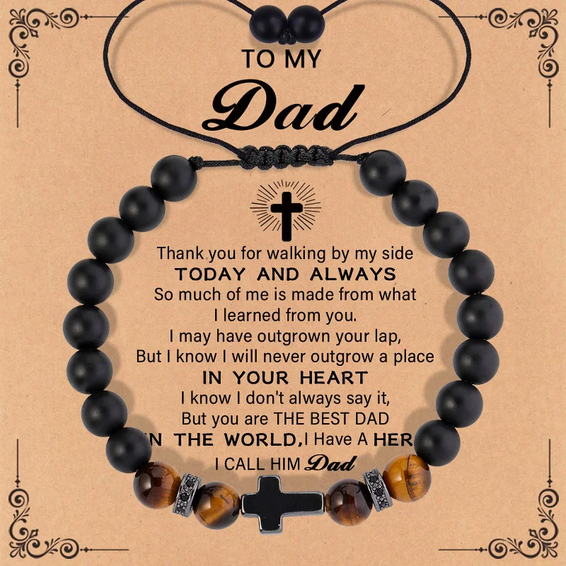 Hoop Tiger Eye Small Cross Dad Card