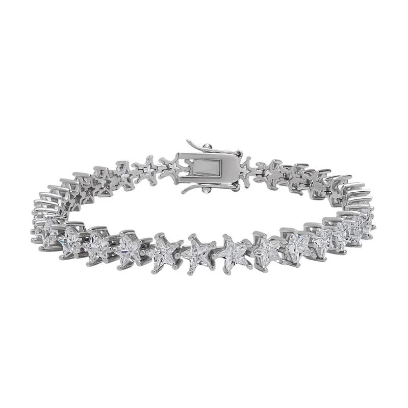 Ladies designer bangles-Victoria Townsend .925 Sterling Silver and AAA Cubic Zirconia Star Tennis Bracelet