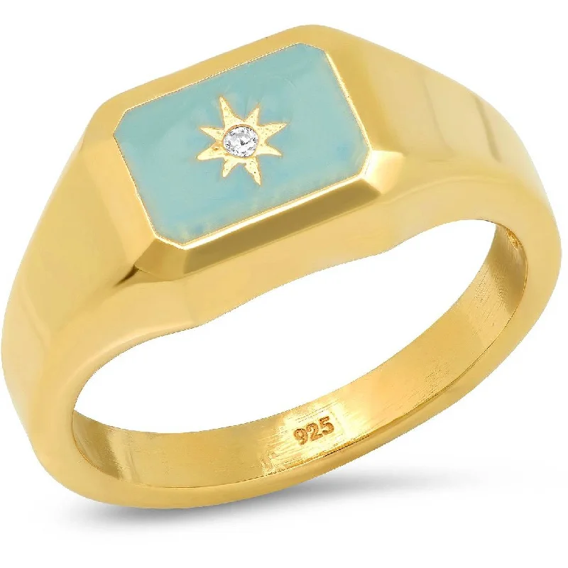 Ladies large gemstone rings-TAI TURQUOISE SIGNET RING