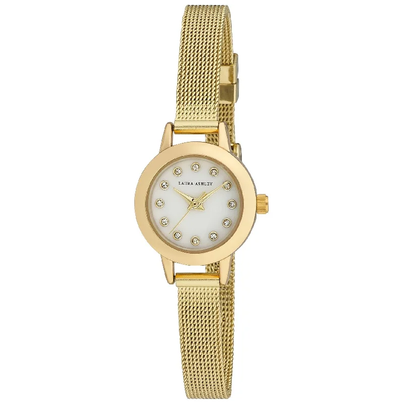 Ladies sterling silver bracelets-Laura Ashley Women's Mini 22mm Mesh Bracelet Watch - 4 Colors Available