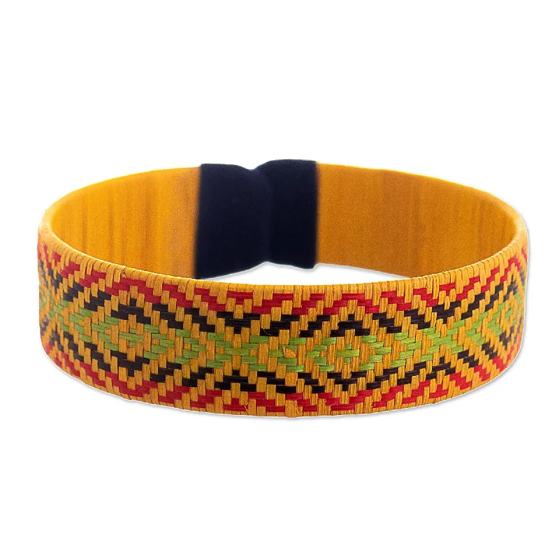 Ladies slim bangles-Novica Handmade Caribbean Sun Natural Fiber Cuff Bracelet