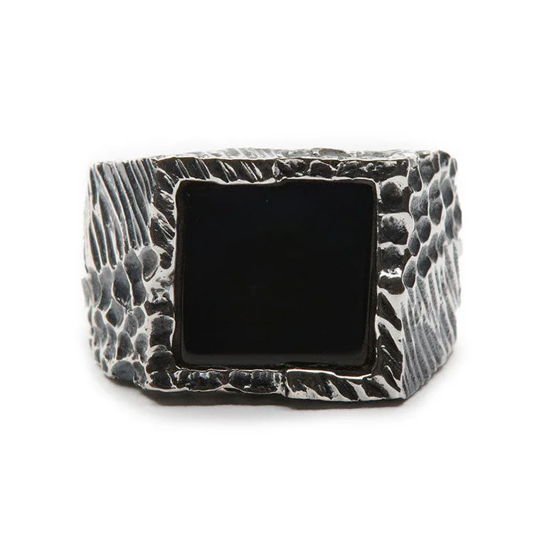 Ladies multi-stone rings-Onyx Square Ring