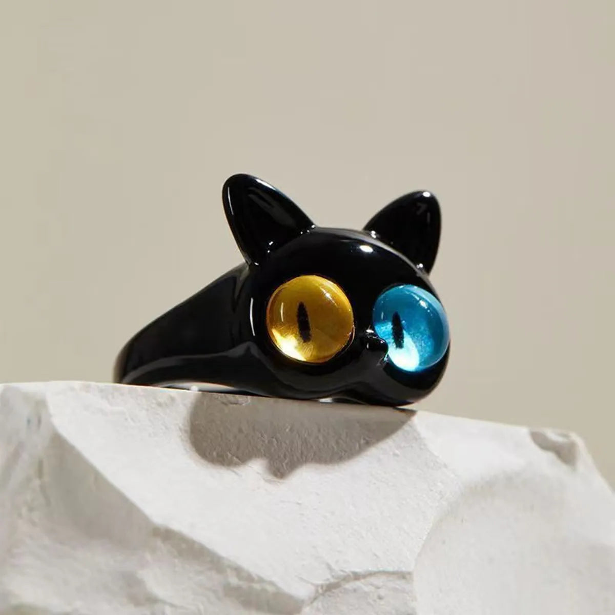 Ladies art deco rings-Classic Style Commute Cat Alloy Inlay Opal Women's Rings