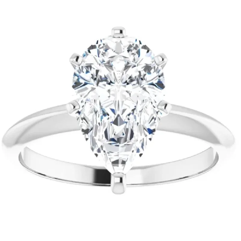 Ladies engagement rings with sapphires and diamonds-G/VS 2Ct Pear Certified Diamond Solitaire Engagement Ring Lab Grown White Gold