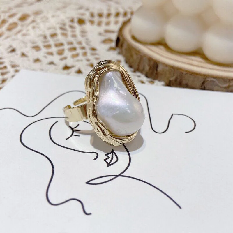 1# Gold Irregular Pearl Ring