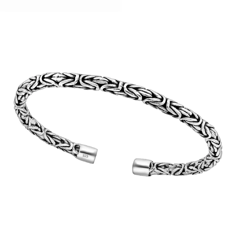 Ladies beaded bracelets-Sterling Silver Braided Cuff Bracelet