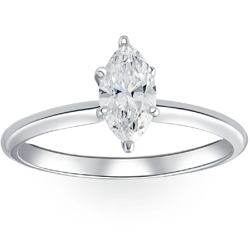 Ladies engagement rings with blue diamonds-Platinum .72Ct Marquise Natural Certified Diamond Solitaire Engagement Ring