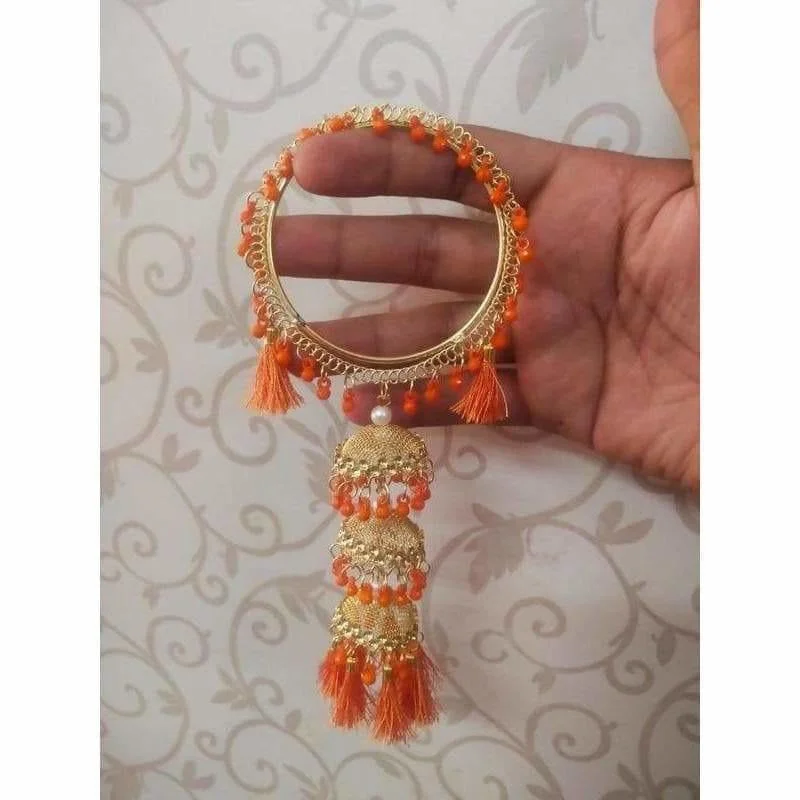 Ladies customized charm bracelets-MS Fashion India Stylish And Trendy Orange Color Hanging Bangles