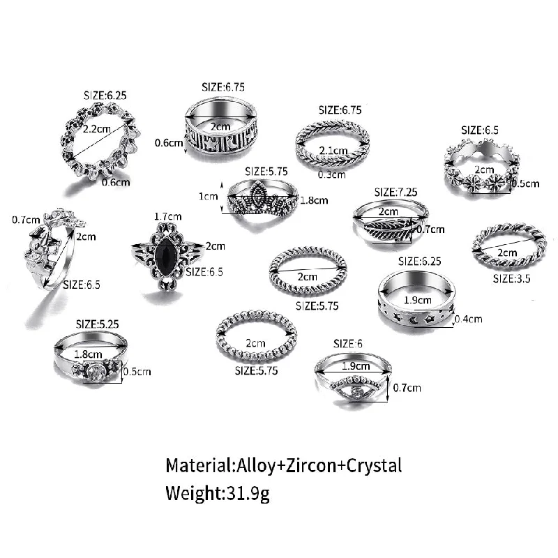 Ladies birthstone rings-Retro Eye Flower Alloy Plating Rhinestone Rings