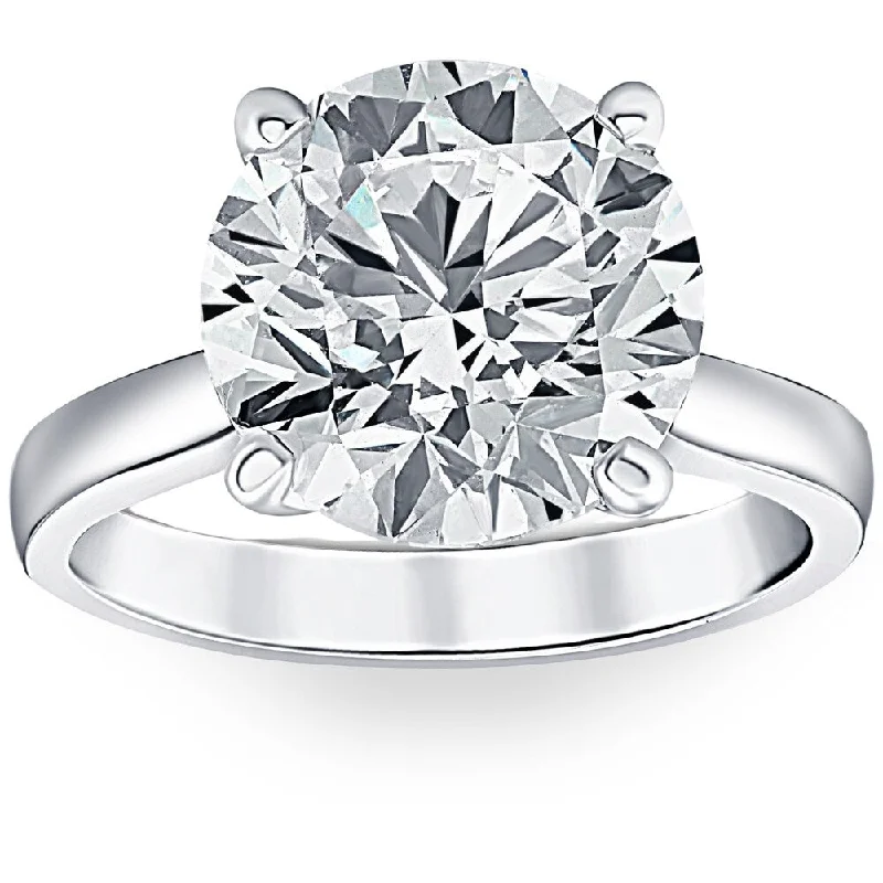 Ladies engagement rings with baguette diamonds-Certified 5.14Ct Diamond Platinum Engagement Lab Grown Solitaire Ring (H/SI1)